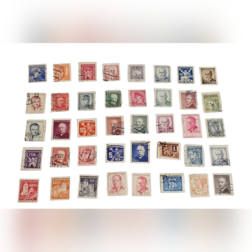 Czechoslovakia Postage Stamp Lot Of 40 Posta Ceskoslovensko Koruna Benes Masaryk